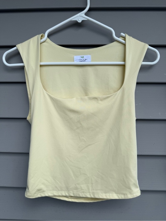 Tops - Light Yellow Square Neck Tank Top